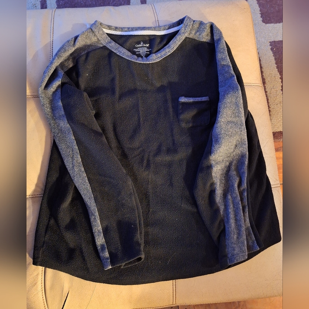 Cuddl Duds Gray Contrast Trim Pullover Fleece Sweatshirt